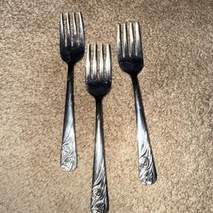 Vintage Hull Tulips Stainless‎ dessert Forks 3